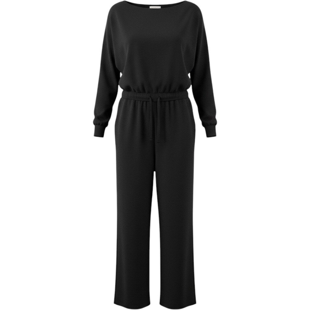 Spanx AirEssentials Long Sleeve Wide Leg Jumpsuit Very Black Womens 1X Tall